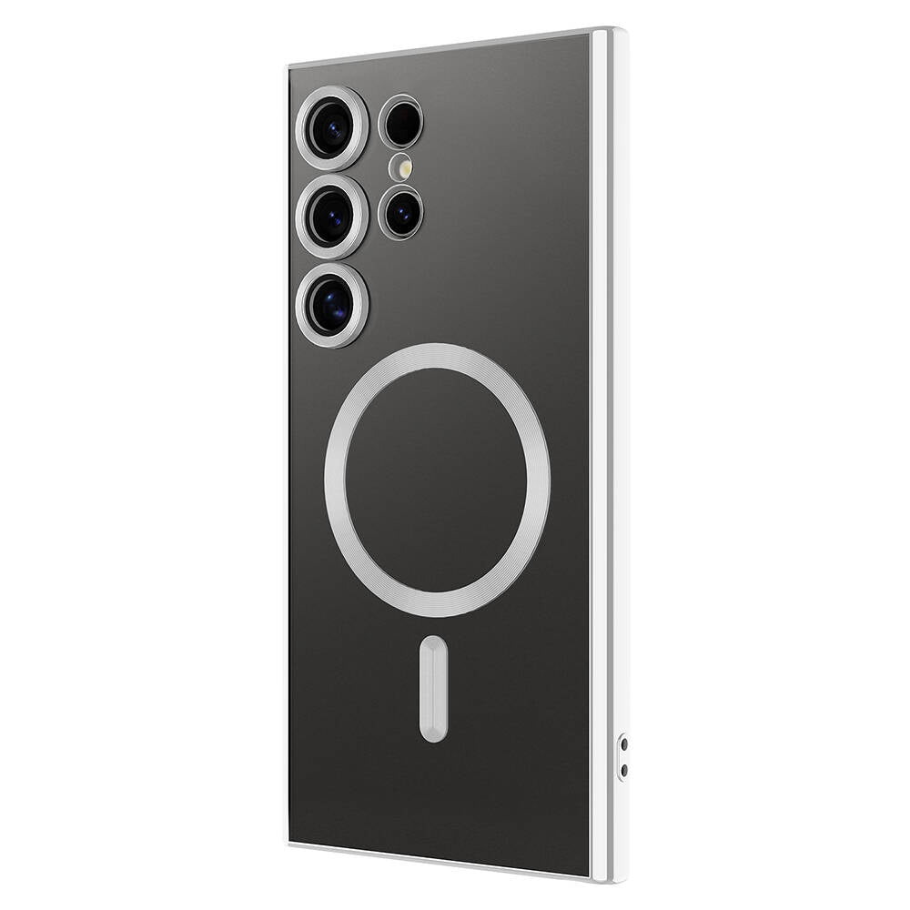 Galaxy S24 Ultra Kılıf Kamera Korumalı M-safe Wireless Şarj Özellikli Zore Demre Kapak Gümüş