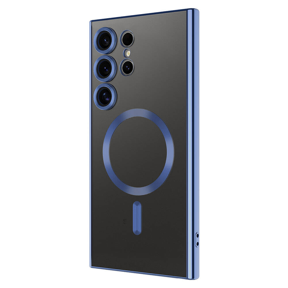 Galaxy S24 Ultra Kılıf Kamera Korumalı M-safe Wireless Şarj Özellikli Zore Demre Kapak Lacivert