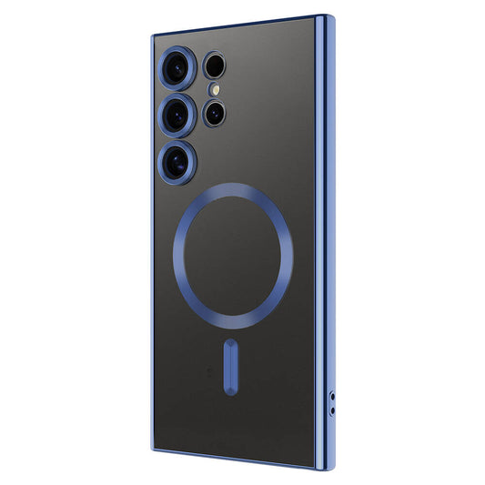 Galaxy S24 Ultra Kılıf Kamera Korumalı M-safe Wireless Şarj Özellikli Zore Demre Kapak Lacivert