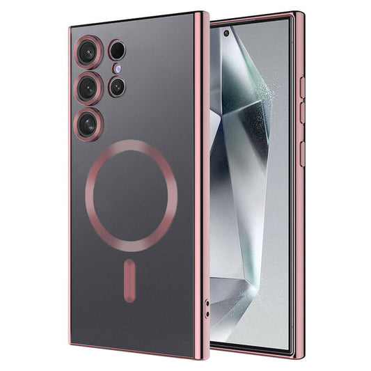 Galaxy S24 Ultra Kılıf Kamera Korumalı M-safe Wireless Şarj Özellikli Zore Demre Kapak Rose Gold