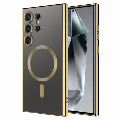 Galaxy S24 Ultra Kılıf Kamera Korumalı M-safe Wireless Şarj Özellikli Zore Demre Kapak Gold