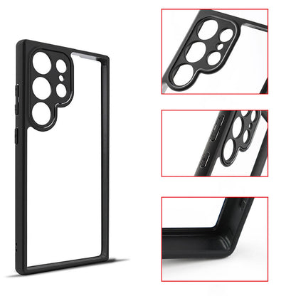 Galaxy S24 Ultra Kılıf Kamera Korumalı Şeffaf Arka Yüzey Zore New Roll Kapak Siyah