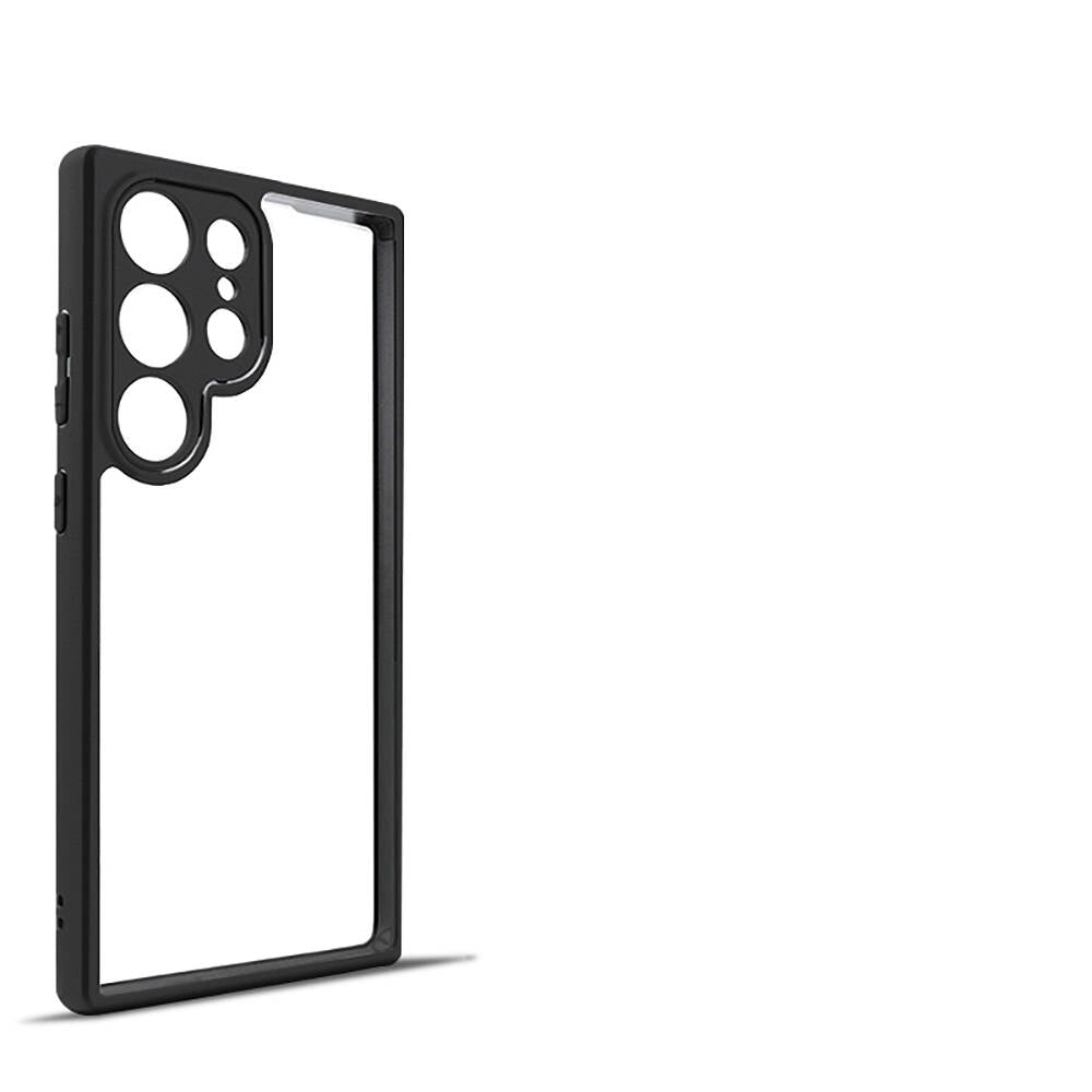 Galaxy S24 Ultra Kılıf Kamera Korumalı Şeffaf Arka Yüzey Zore New Roll Kapak Siyah