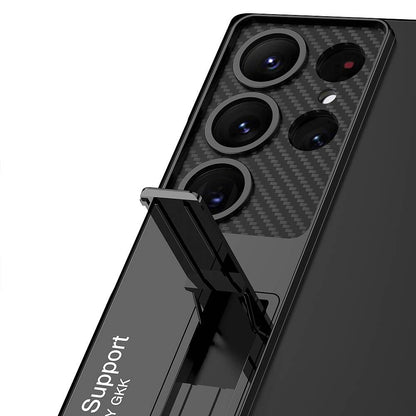 Galaxy S24 Ultra Kılıf Kamera Korumalı Şeffaf Tasarımlı Zore Lego Standlı Kapak Siyah