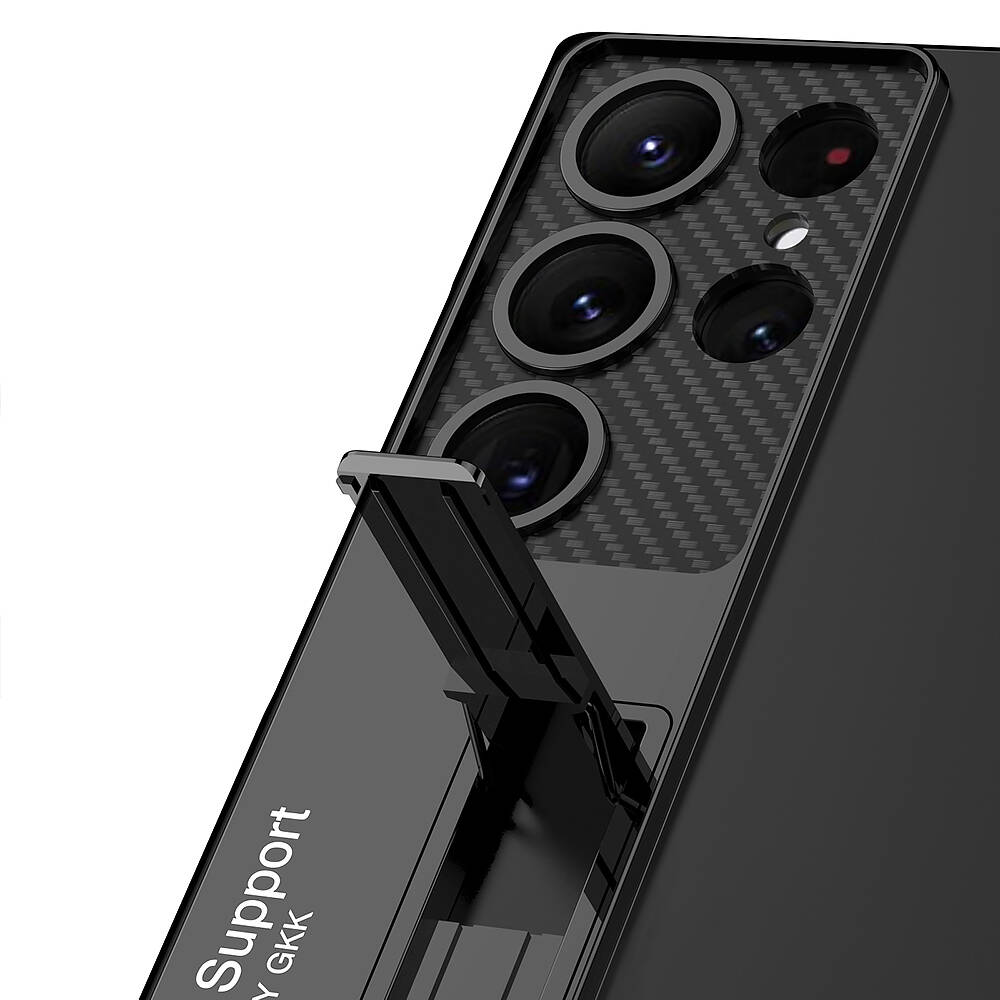 Galaxy S24 Ultra Kılıf Kamera Korumalı Şeffaf Tasarımlı Zore Lego Standlı Kapak Mürdüm