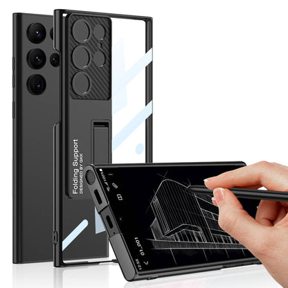 Galaxy S24 Ultra Kılıf Kamera Korumalı Şeffaf Tasarımlı Zore Lego Standlı Kapak Gümüş