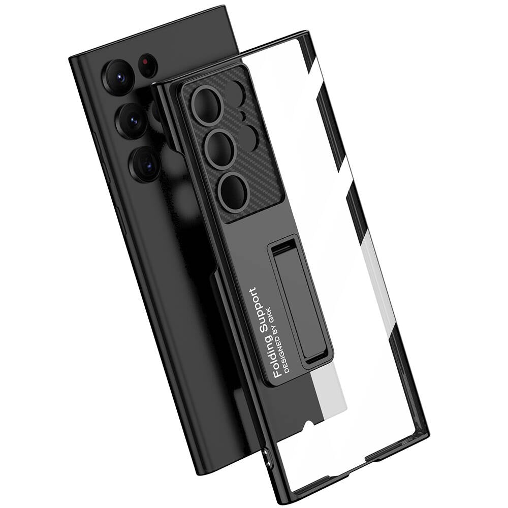 Galaxy S24 Ultra Kılıf Kamera Korumalı Şeffaf Tasarımlı Zore Lego Standlı Kapak Gümüş