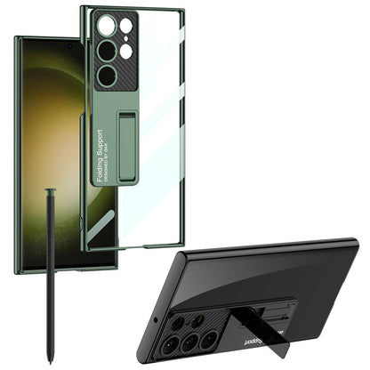 Galaxy S24 Ultra Kılıf Kamera Korumalı Şeffaf Tasarımlı Zore Lego Standlı Kapak Gümüş