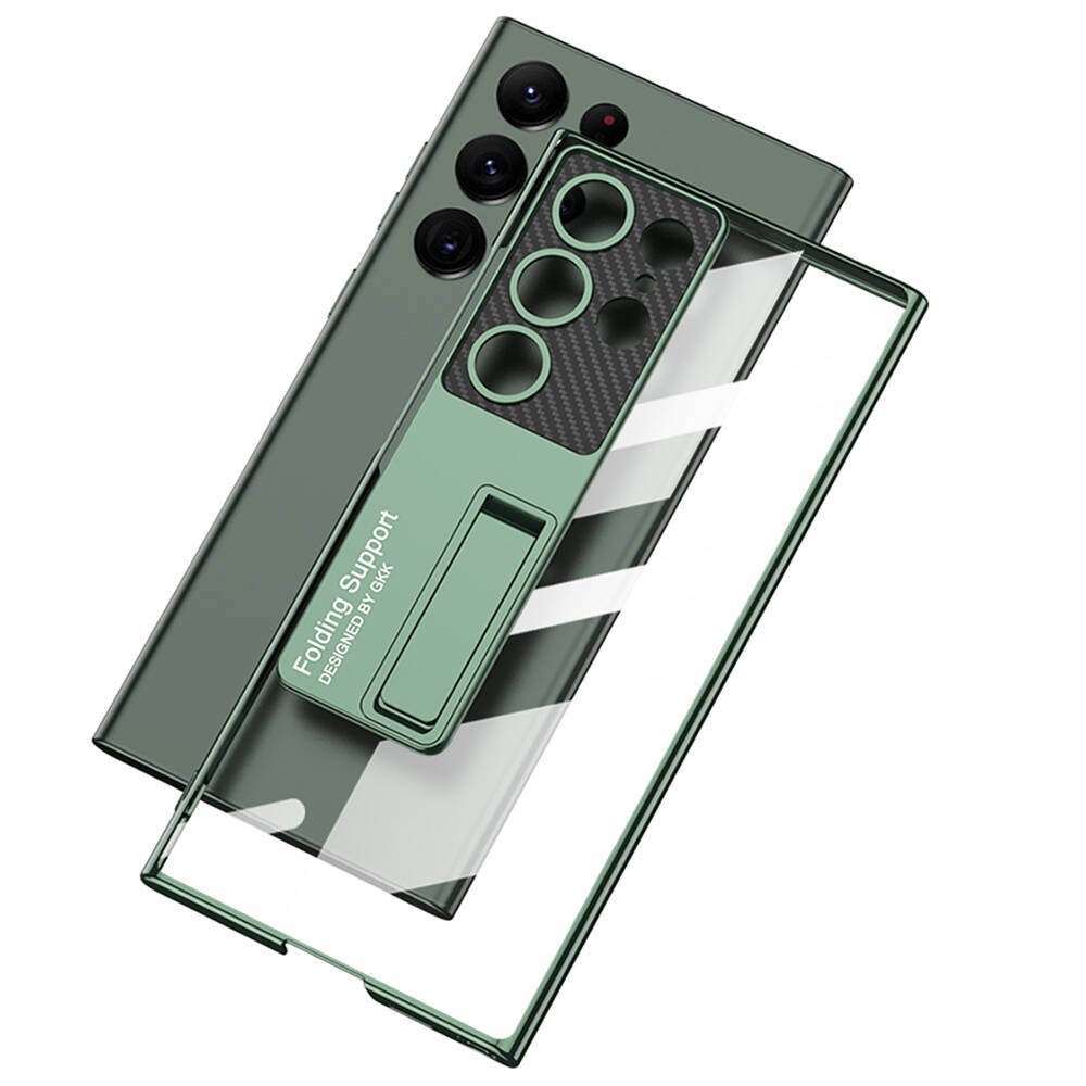 Galaxy S24 Ultra Kılıf Kamera Korumalı Şeffaf Tasarımlı Zore Lego Standlı Kapak Gümüş