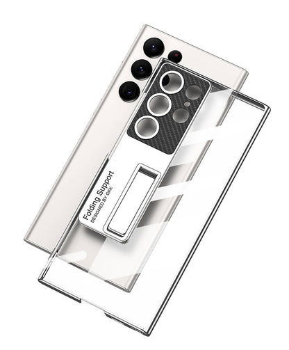 Galaxy S24 Ultra Kılıf Kamera Korumalı Şeffaf Tasarımlı Zore Lego Standlı Kapak Yeşil