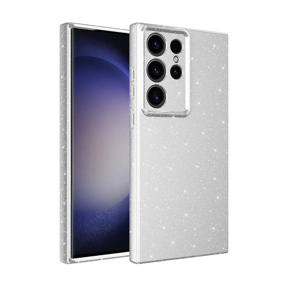 Galaxy S24 Ultra Kılıf Kamera Korumalı Simli Lüks Zore Koton Kapak Pembe