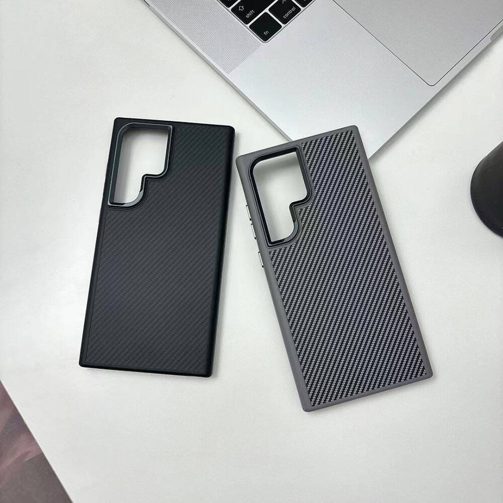 Galaxy S24 Ultra Kılıf M-safe Şarj Özellikli Karbon Fiber Görünümlü Zore Troy Kapak Siyah