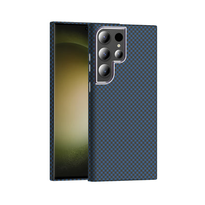 Galaxy S24 Ultra Kılıf M-safe Şarj Özellikli Karbon Fiber Görünümlü Zore Gros Kapak Lacivert