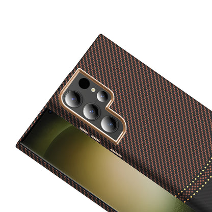 Galaxy S24 Ultra Kılıf M-safe Şarj Özellikli Karbon Fiber Görünümlü Zore Gros Kapak Siyah