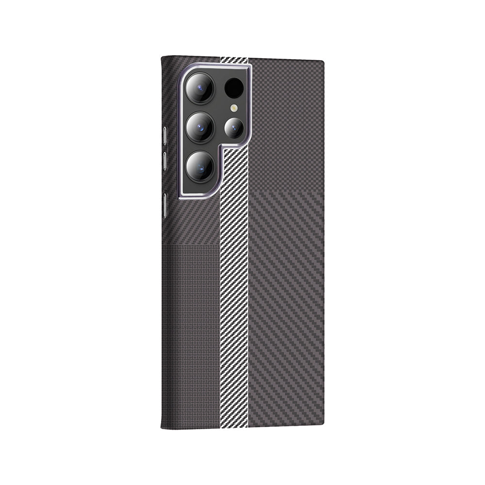 Galaxy S24 Ultra Kılıf M-safe Şarj Özellikli Karbon Fiber Görünümlü Zore Gros Kapak Lacivert