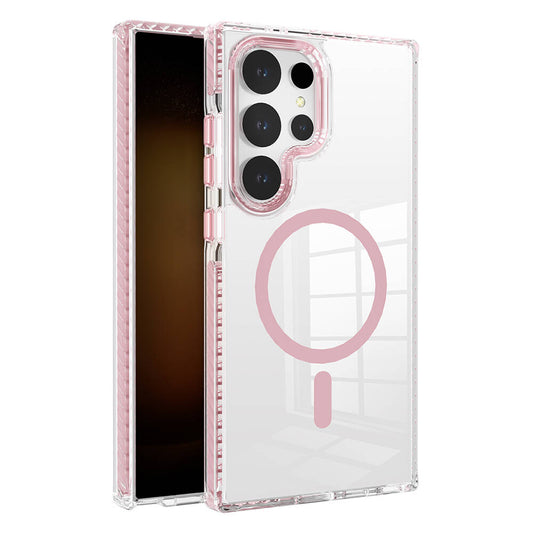 Galaxy S24 Ultra Kılıf M-safe Şarj Özellikli Airbagli Takılabilir Askı Aparatlı Zore Nana Kapak Pembe