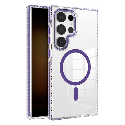 Galaxy S24 Ultra Kılıf M-safe Şarj Özellikli Airbagli Takılabilir Askı Aparatlı Zore Nana Kapak Mor