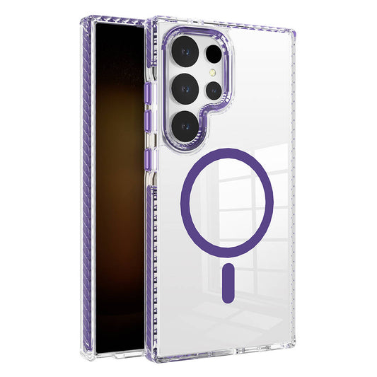 Galaxy S24 Ultra Kılıf M-safe Şarj Özellikli Airbagli Takılabilir Askı Aparatlı Zore Nana Kapak Mor