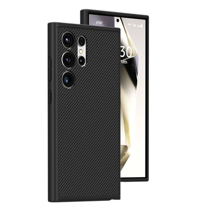 Galaxy S24 Ultra Kılıf M-safe Şarj Özellikli Karbon Fiber Görünümlü Zore T-Karbon Kapak Siyah