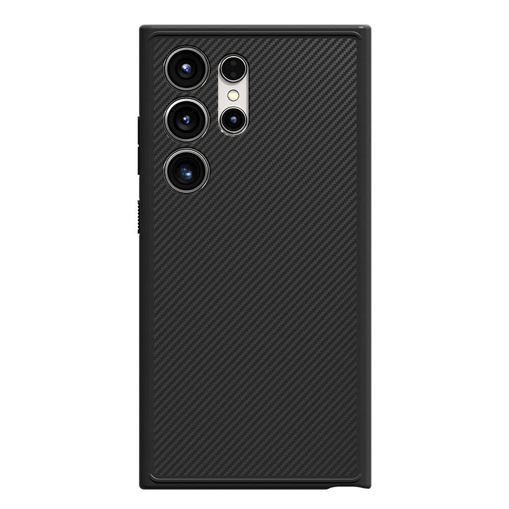 Galaxy S24 Ultra Kılıf M-safe Şarj Özellikli Karbon Fiber Görünümlü Zore T-Karbon Kapak Titanyum-Gri