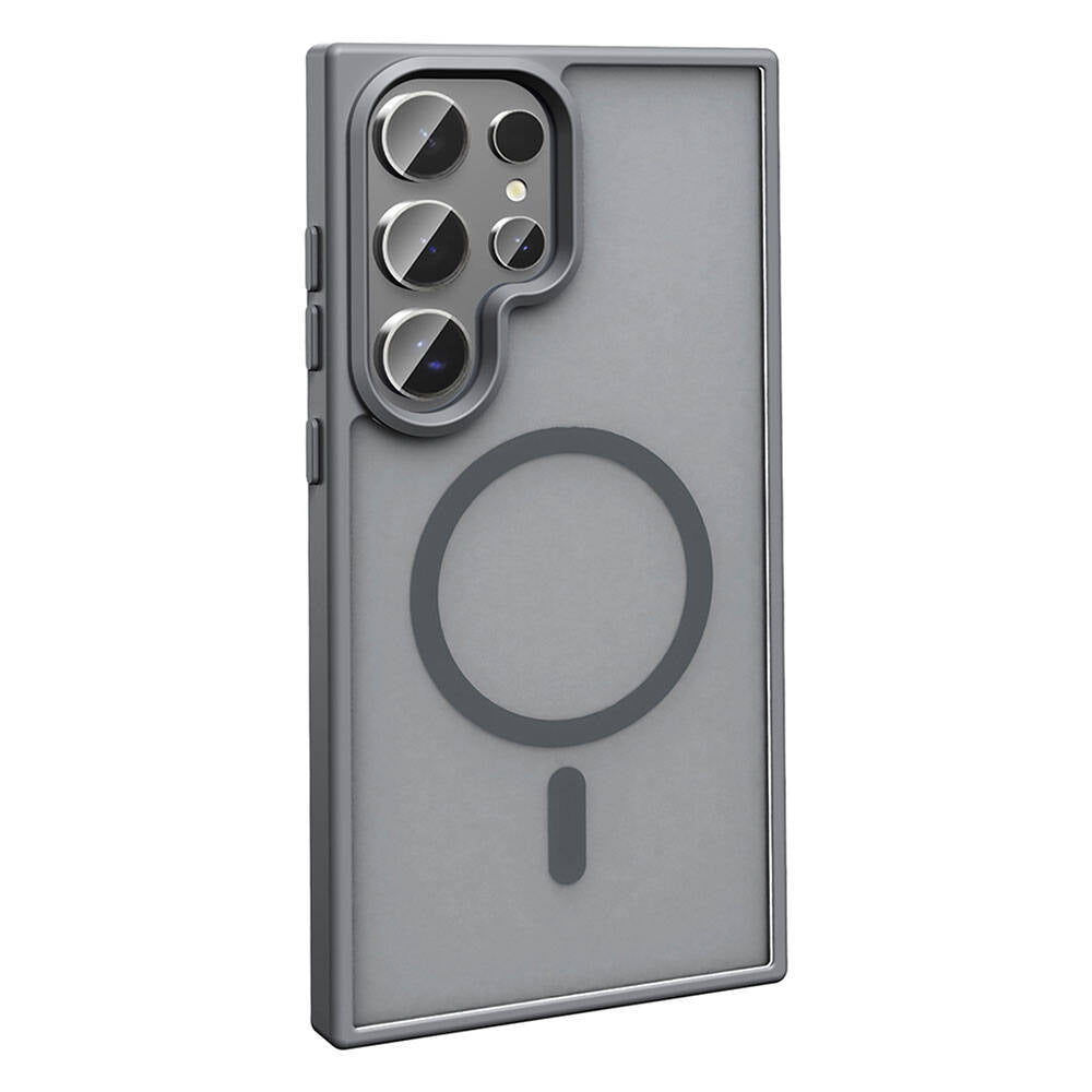 Galaxy S24 Ultra Kılıf M-safe Şarj Özellikli Mat Arka Yüzey Zore Sio Kapak Gri