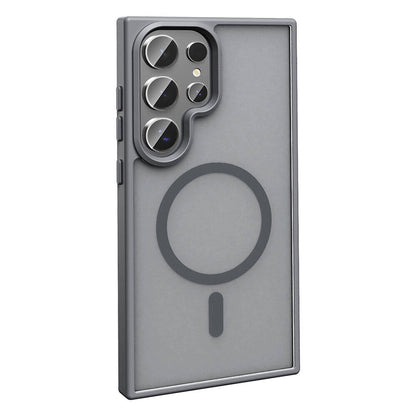 Galaxy S24 Ultra Kılıf M-safe Şarj Özellikli Mat Arka Yüzey Zore Sio Kapak Koyu Mor