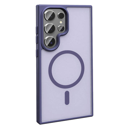 Galaxy S24 Ultra Kılıf M-safe Şarj Özellikli Mat Arka Yüzey Zore Sio Kapak Lacivert