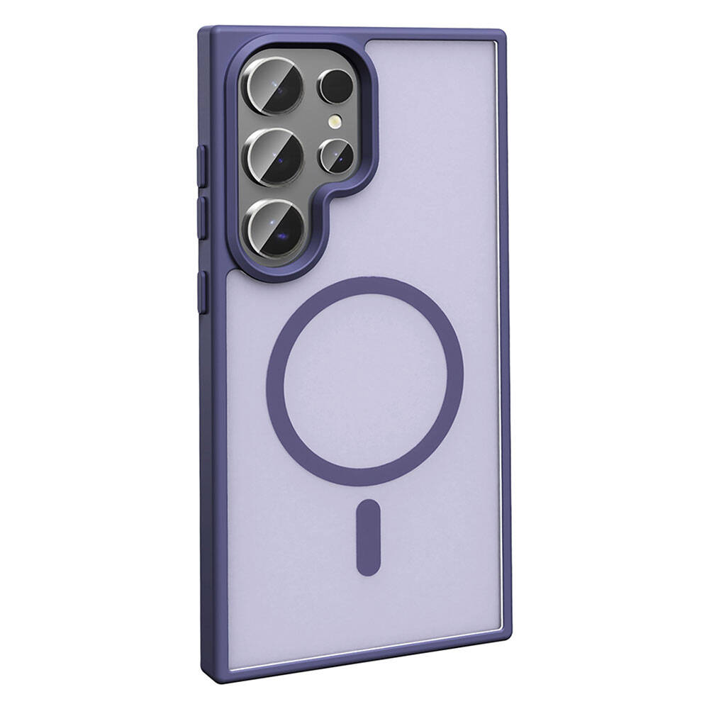 Galaxy S24 Ultra Kılıf M-safe Şarj Özellikli Mat Arka Yüzey Zore Sio Kapak Gri