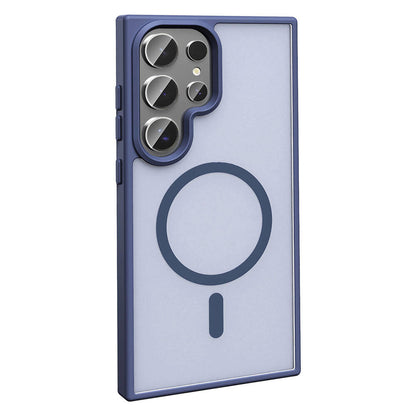 Galaxy S24 Ultra Kılıf M-safe Şarj Özellikli Mat Arka Yüzey Zore Sio Kapak Koyu Mor