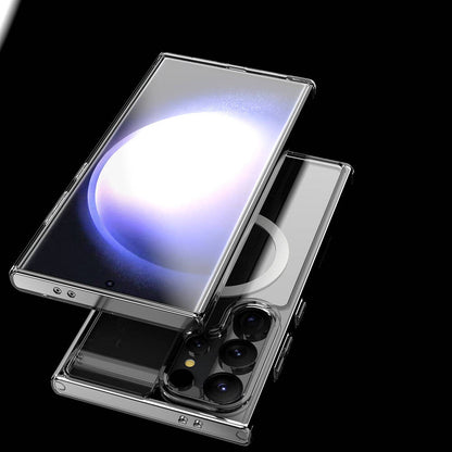 Galaxy S24 Ultra Kılıf M-safe Şarj Özellikli Şeffaf Sert PC Zore Embos Kapak Renksiz