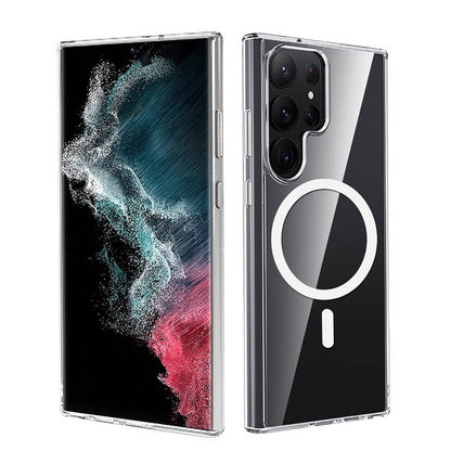 Galaxy S24 Ultra Kılıf M-safe Şarj Özellikli Şeffaf Sert PC Zore Embos Kapak Renksiz