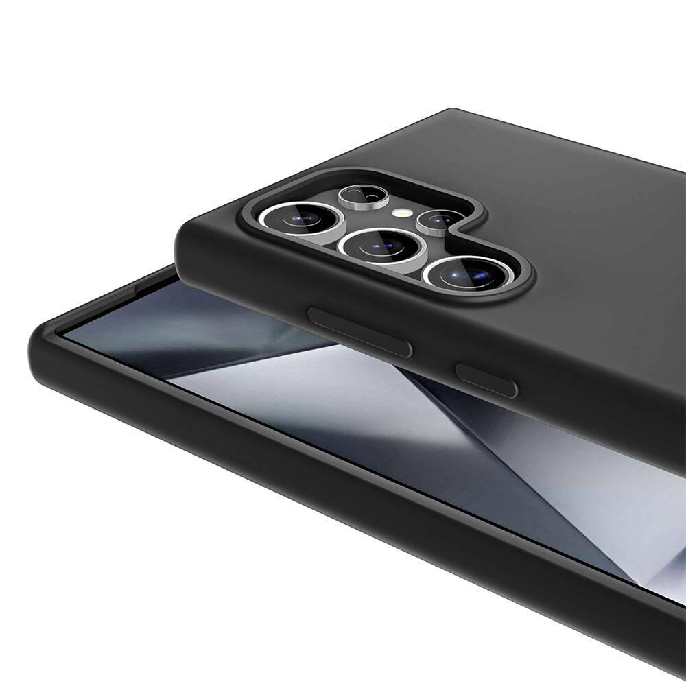 Galaxy S24 Ultra Kılıf M-safe Şarj Özellikli Sıvı Teknolojili Silinebilir Sert Zore Kivi Kapak Koyu Gri