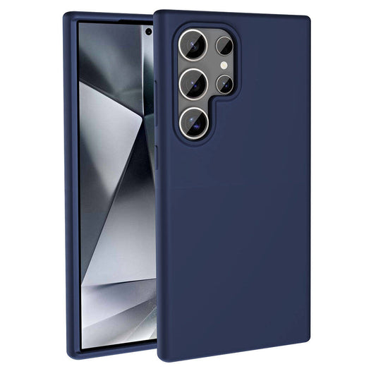 Galaxy S24 Ultra Kılıf M-safe Şarj Özellikli Sıvı Teknolojili Silinebilir Sert Zore Kivi Kapak Lacivert