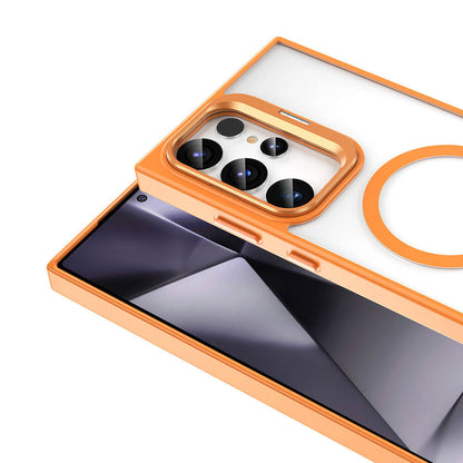 Galaxy S24 Ultra Kılıf M-safe Şarj Özellikli Standlı Zore M-safe Klon Kapak Turuncu