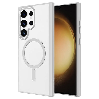 Galaxy S24 Ultra Kılıf M-safe Şarj Özellikli Zore Krom M-safe Silikon Kapak Lacivert