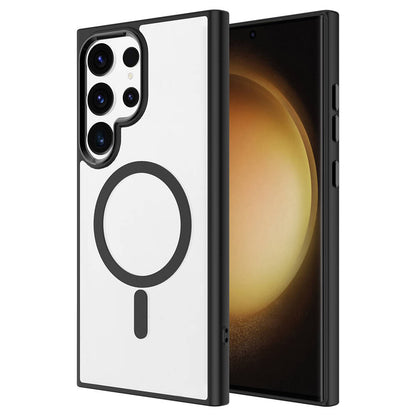 Galaxy S24 Ultra Kılıf M-safe Şarj Özellikli Zore Krom M-safe Silikon Kapak Koyu Yeşil