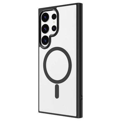 Galaxy S24 Ultra Kılıf M-safe Şarj Özellikli Zore Krom M-safe Silikon Kapak Siyah