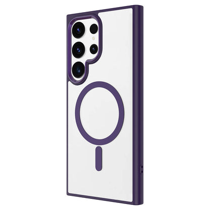 Galaxy S24 Ultra Kılıf M-safe Şarj Özellikli Zore Krom M-safe Silikon Kapak Derin Mor