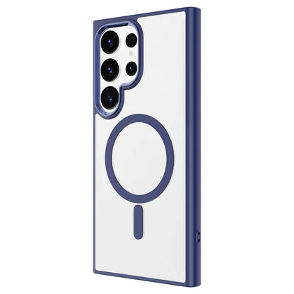 Galaxy S24 Ultra Kılıf M-safe Şarj Özellikli Zore Krom M-safe Silikon Kapak Lacivert