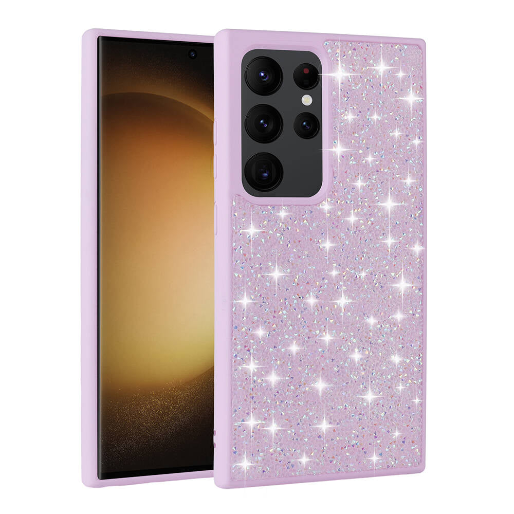 Galaxy S24 Ultra Kılıf Parlak Taşlı Tasarım Zore Pırlanta Kapak Pembe