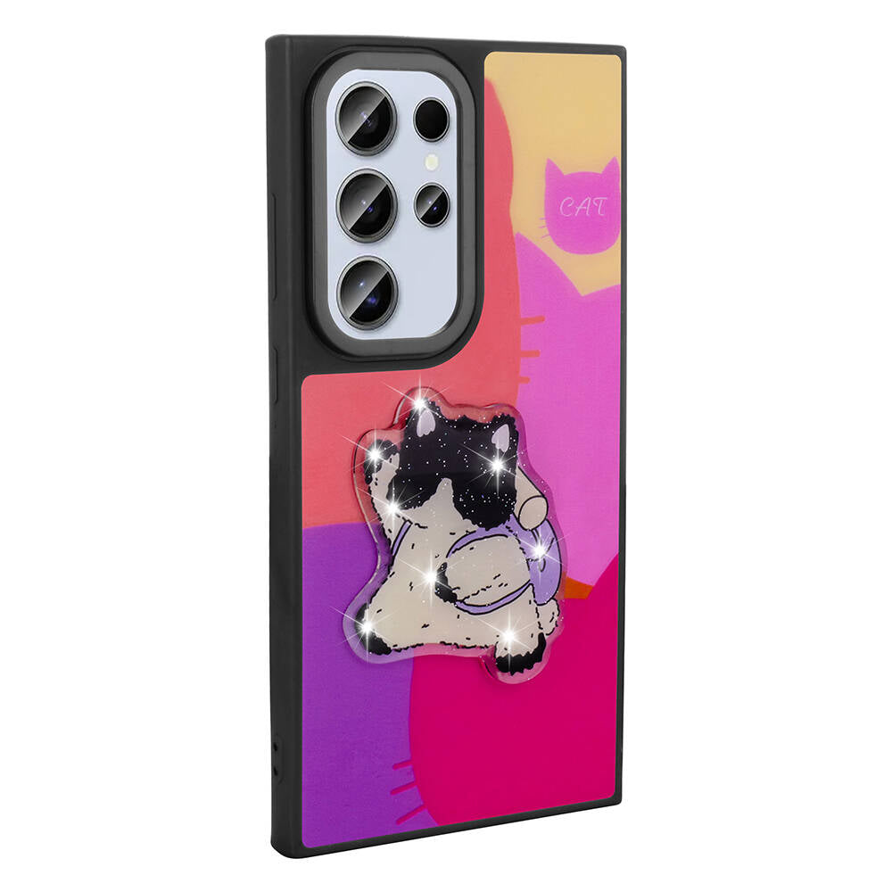 Galaxy S24 Ultra Kılıf Parlayan Kabartmalı İkonik Figürlü Zore Amas Silikon Kapak Siyah