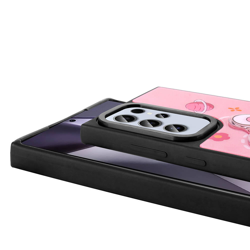 Galaxy S24 Ultra Kılıf Parlayan Kabartmalı İkonik Figürlü Zore Amas Silikon Kapak Mor