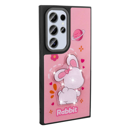 Galaxy S24 Ultra Kılıf Parlayan Kabartmalı İkonik Figürlü Zore Amas Silikon Kapak Pembe