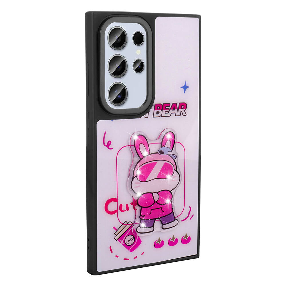 Galaxy S24 Ultra Kılıf Parlayan Kabartmalı İkonik Figürlü Zore Amas Silikon Kapak Siyah