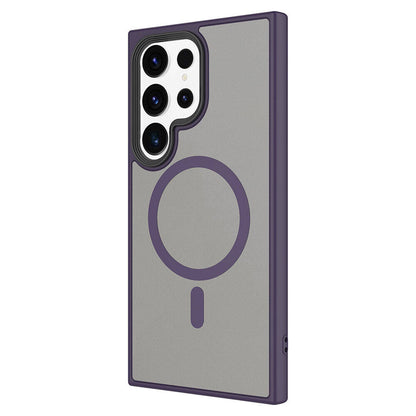 Galaxy S24 Ultra Kılıf Sert PC Arka Yüzey Wireless Şarj Özellikli Zore Flet M-safe Kapak Koyu Yeşil