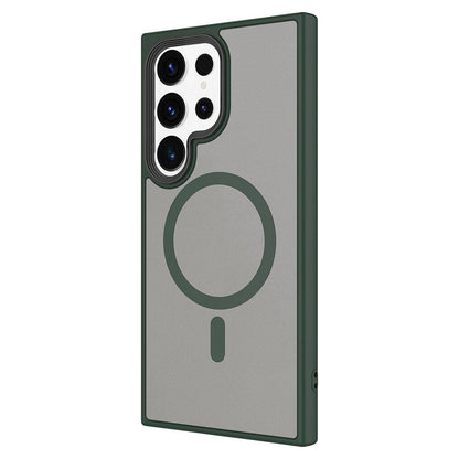 Galaxy S24 Ultra Kılıf Sert PC Arka Yüzey Wireless Şarj Özellikli Zore Flet M-safe Kapak Derin Mor