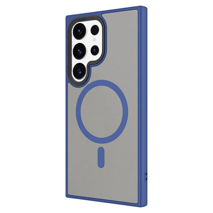 Galaxy S24 Ultra Kılıf Sert PC Arka Yüzey Wireless Şarj Özellikli Zore Flet M-safe Kapak Derin Mor