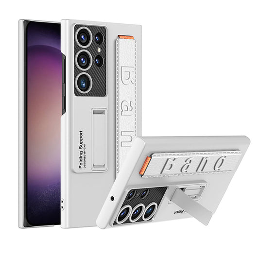 Galaxy S24 Ultra Kılıf Standlı El Tutacaklı Zore Band Kapak Gümüş