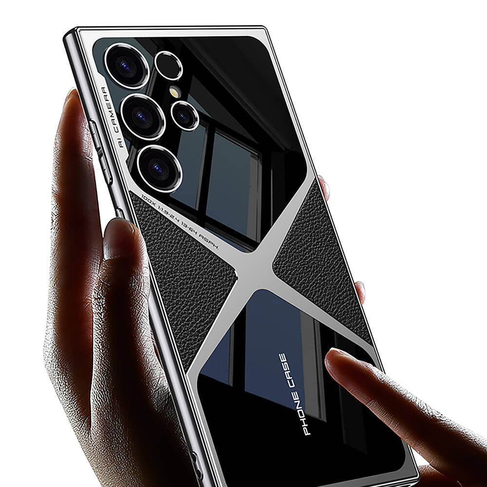 Galaxy S24 Ultra Kılıf Ultra İnce Kamera Korumalı PC + Deri Arka Yüzey Zore X-Pro Kapak Siyah