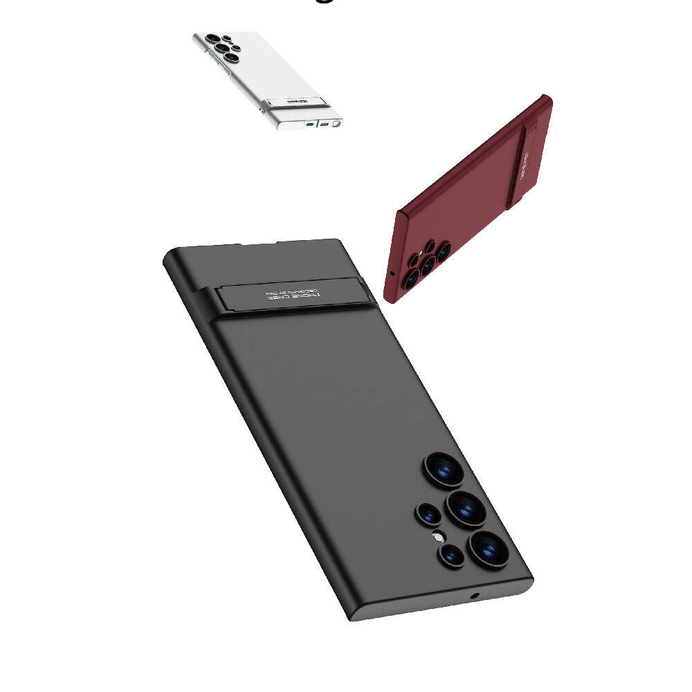 Galaxy S24 Ultra Kılıf Zore Kamera Korumalı Dikey Standlı Ays Kapak Mürdüm